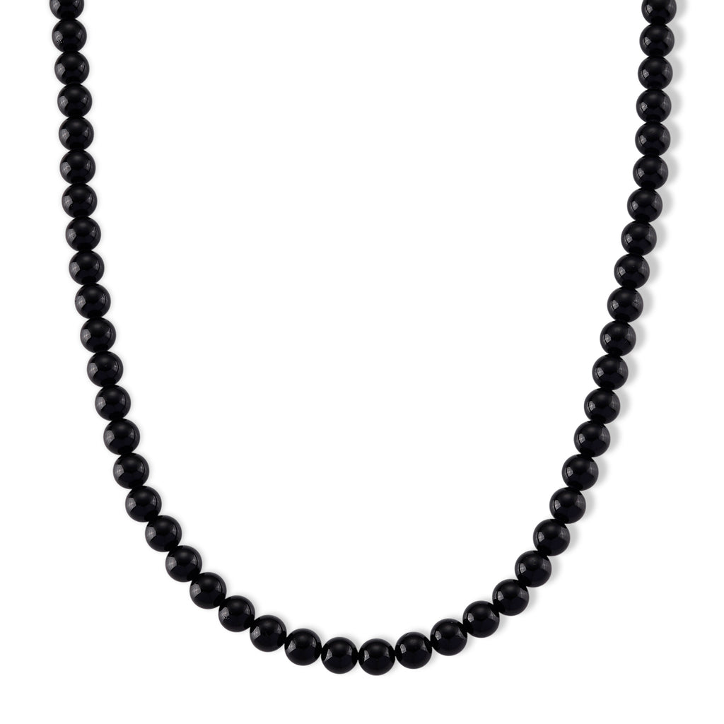 Black Tourmaline Beads Necklace Pure White Stainless Steel  260.000  Ct._8610448