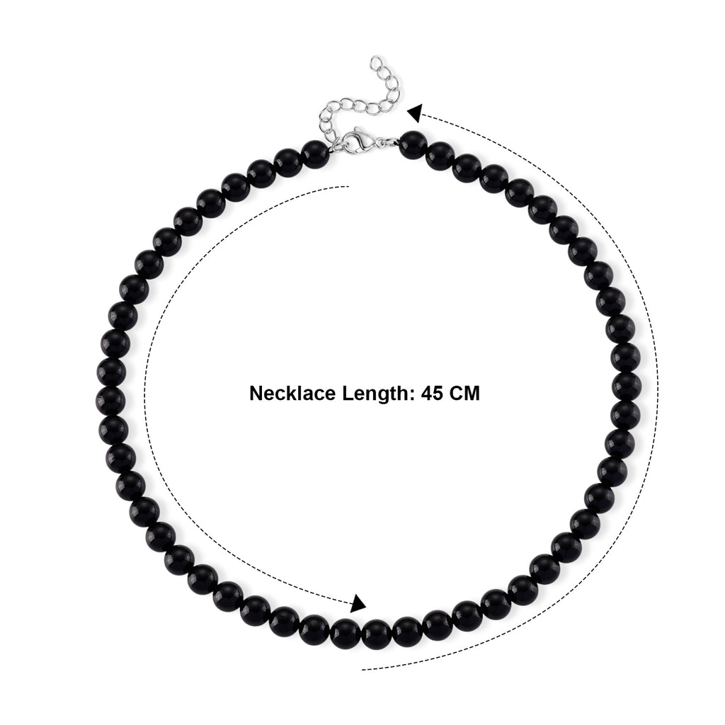 Black Tourmaline Beads Necklace Pure White Stainless Steel  260.000  Ct._8610448_4