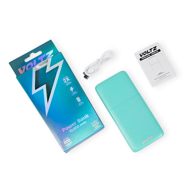 Voltz 10,000mAh Mini Pocket-Size Fast Charging Power Bank - Turquoise V32518098 1