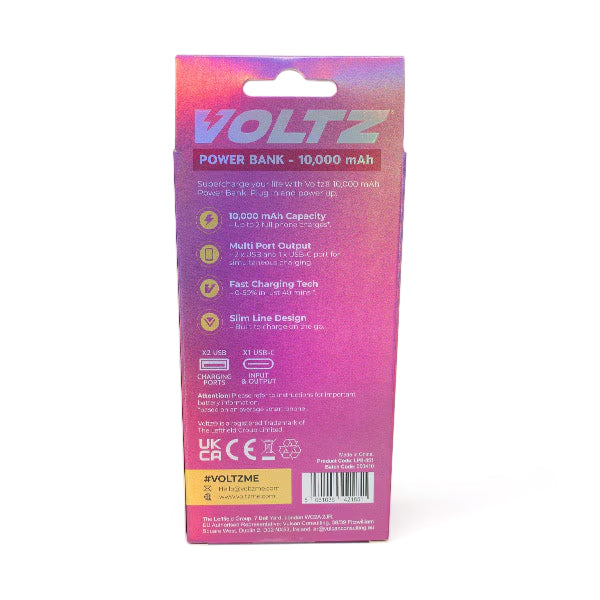Voltz 10,000mAh Mini Pocket-Size Fast Charging Power Bank - Pink 8610737 2