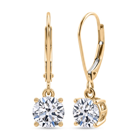 Luxuriant - 9K Yellow Gold SGL Certified Lab Grown Diamond (VS/E-F) Solitaire Earring with Lever Back 2.05 Ct. 8610940 1
