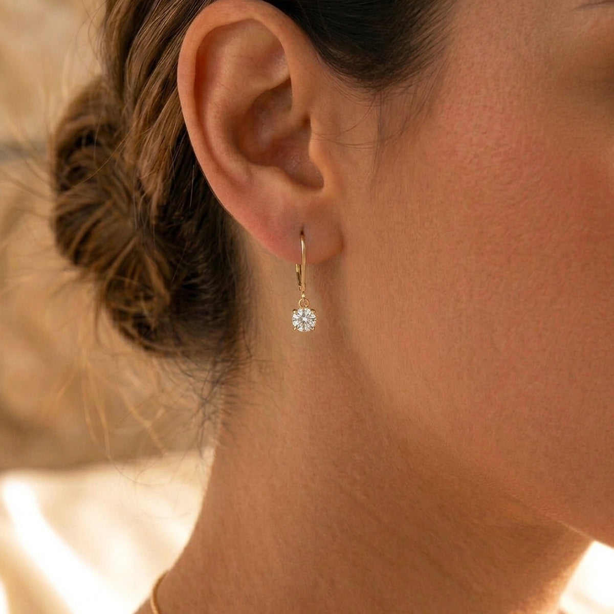 Luxuriant - 9K Yellow Gold SGL Certified Lab Grown Diamond (VS/E-F) Solitaire Earring with Lever Back 2.05 Ct. 8610940 2