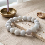 Natural White Jade Stretchable Beads Lotus Carved Bracelet (Size - 7) 150.00 Ct._8611088_2