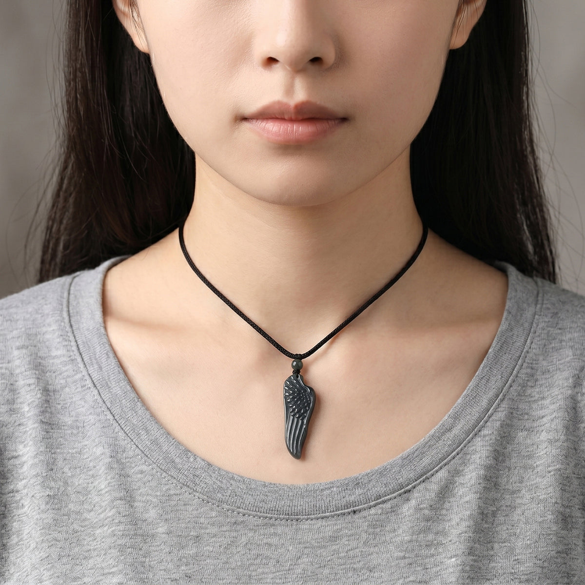 Natural Jade Adjustable Angel Wing Necklace (Size - 28) 38.00 Ct. V32514485 2