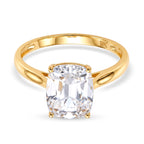 9K Yellow Gold GRA Certified (D-VVS1) Moissanite Cushion Old Mine Cut with vintage Faceting Solitaire Ring 3.07 Ct._8611117