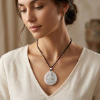Natural White Jade Adjustable Buddha Carved Necklace (Size - 28) 98.00 Ct.
