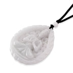 Natural White Jade Adjustable Buddha Carved Necklace (Size - 28) 98.00 Ct._8611119_3