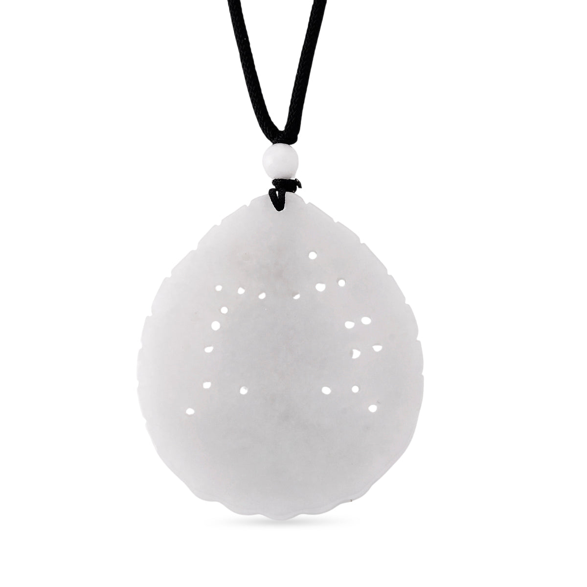 Natural White Jade Adjustable Buddha Carved Necklace (Size - 28) 98.00 Ct. V32362691 6
