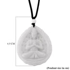Natural White Jade Adjustable Buddha Carved Necklace (Size - 28) 98.00 Ct._8611119_6