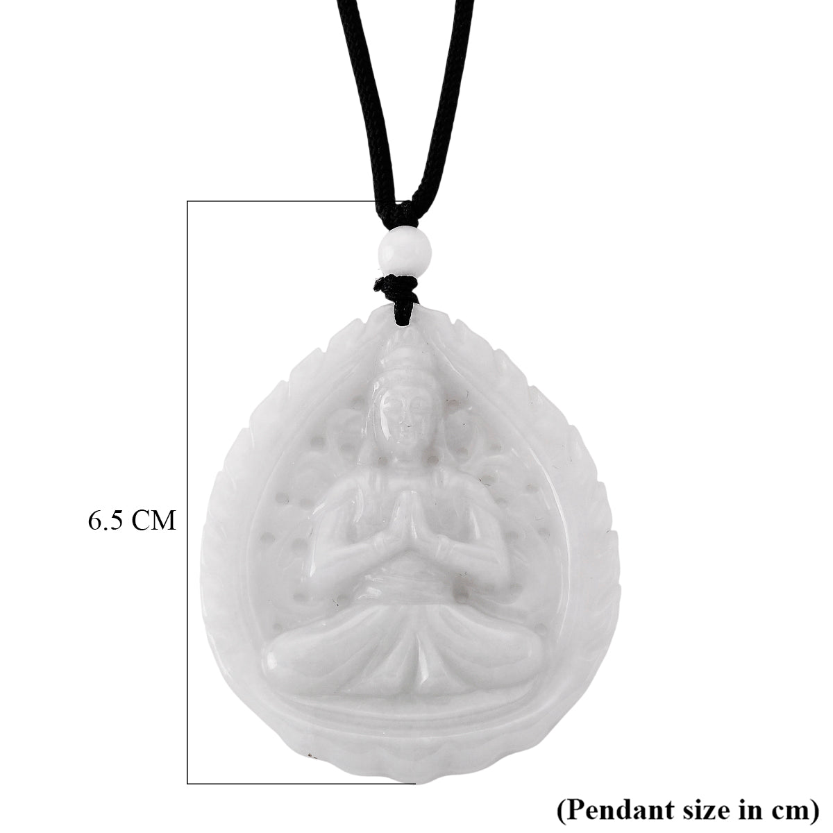 Natural White Jade Adjustable Buddha Carved Necklace (Size - 28) 98.00 Ct. V32534483 7