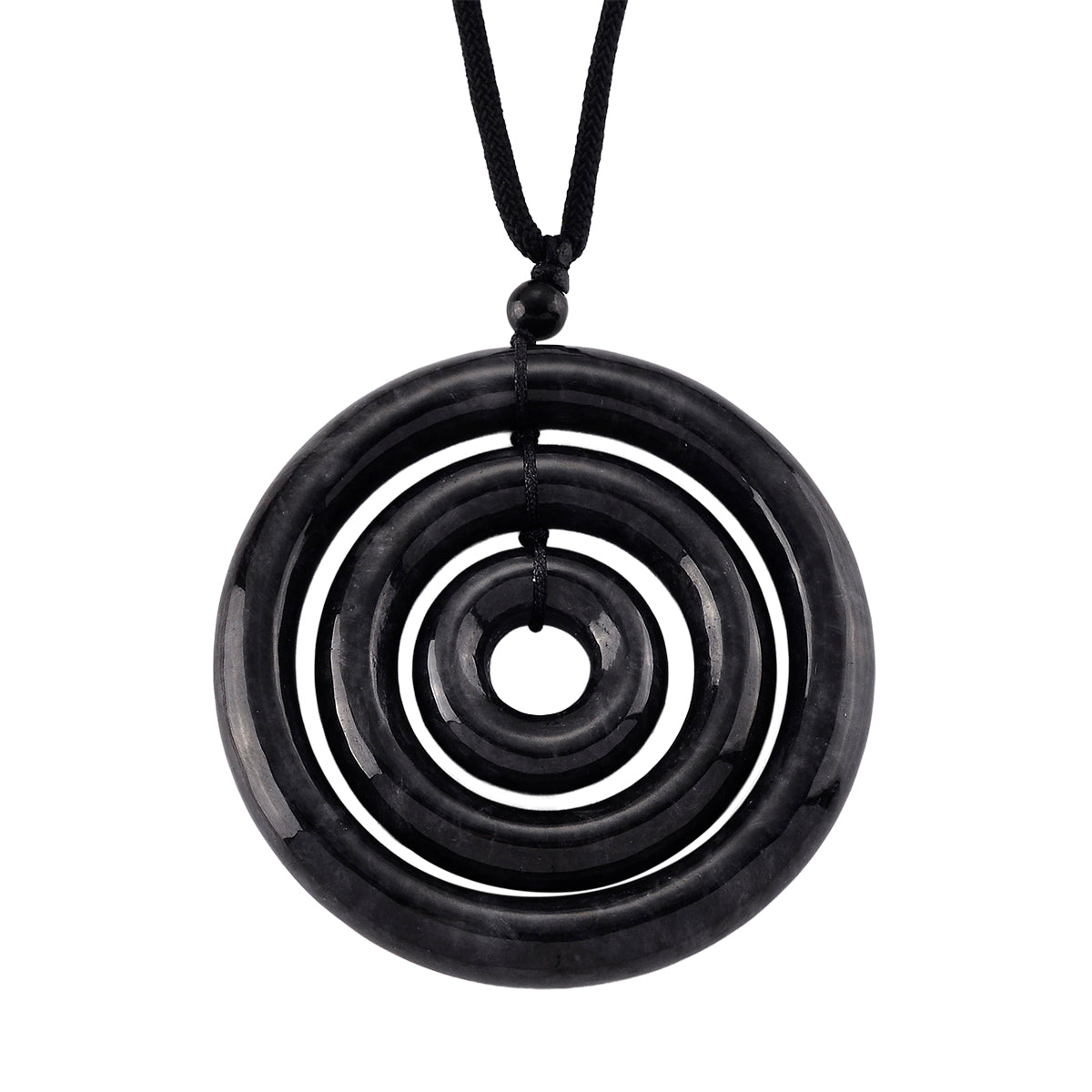 Black Jade Adjustable Concentric Circle Necklace (Size - 28) 193.00 Ct. 8611121 0