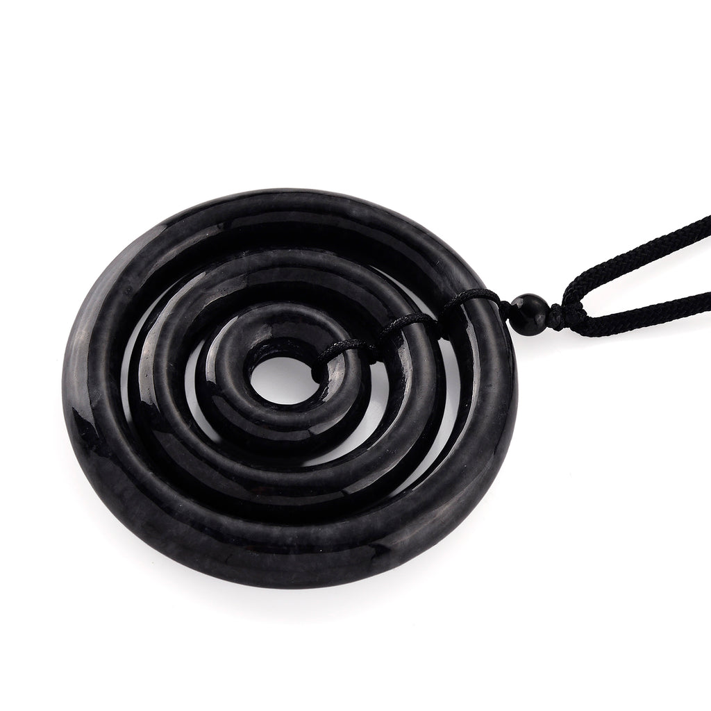 Black Jade Adjustable Concentric Circle Necklace (Size - 28) 193.00 Ct._8611121_3