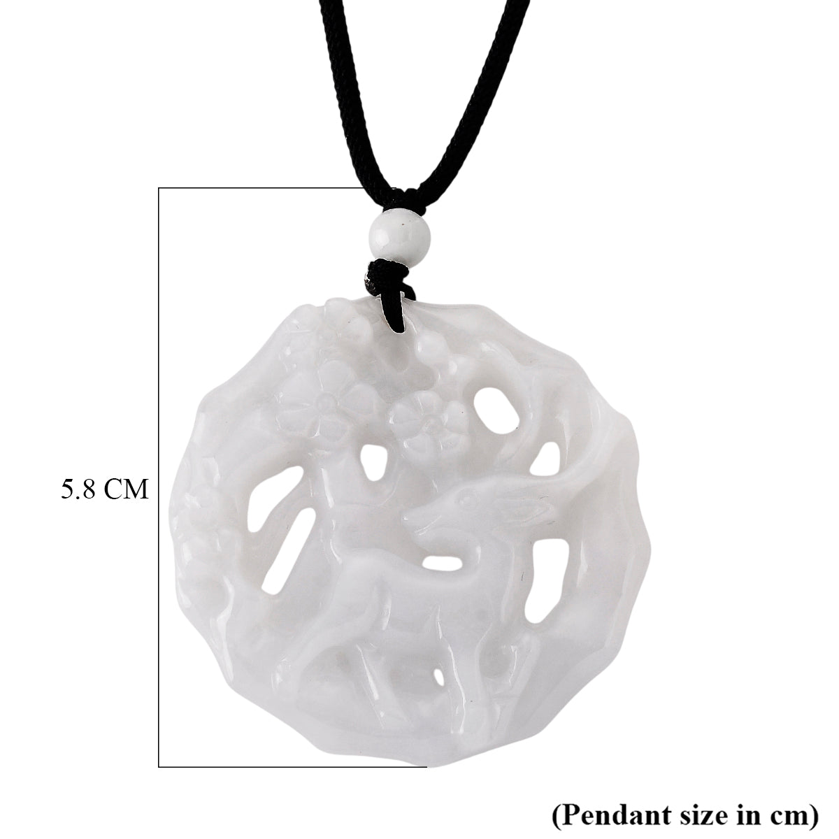 Natural White Jade Adjustable Carved Deer Necklace (Size - 28) 96.00 Ct. V32515155 7