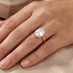 9K Yellow Gold GRA Certified (D-VVS1) Moissanite Cushion Old Mine Cut with vintage Faceting Solitaire Ring 3.07 Ct._8611124_1