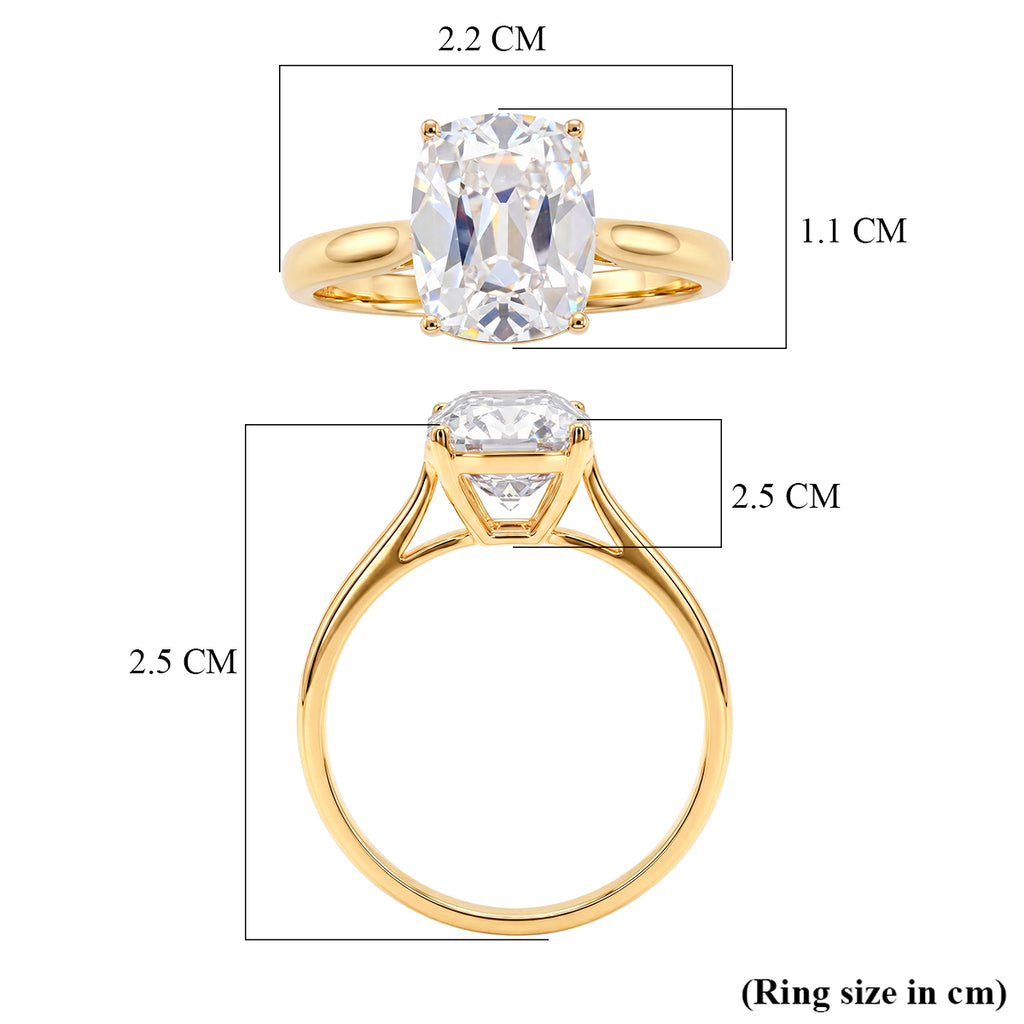 9K Yellow Gold GRA Certified (D-VVS1) Moissanite Cushion Old Mine Cut with vintage Faceting Solitaire Ring 3.07 Ct._8611124_5
