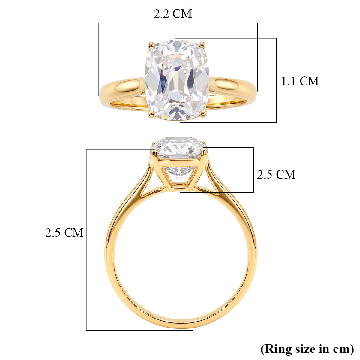9K Yellow Gold GRA Certified (D-VVS1) Moissanite Cushion Old Mine Cut with vintage Faceting Solitaire Ring 3.07 Ct. V32526851 6
