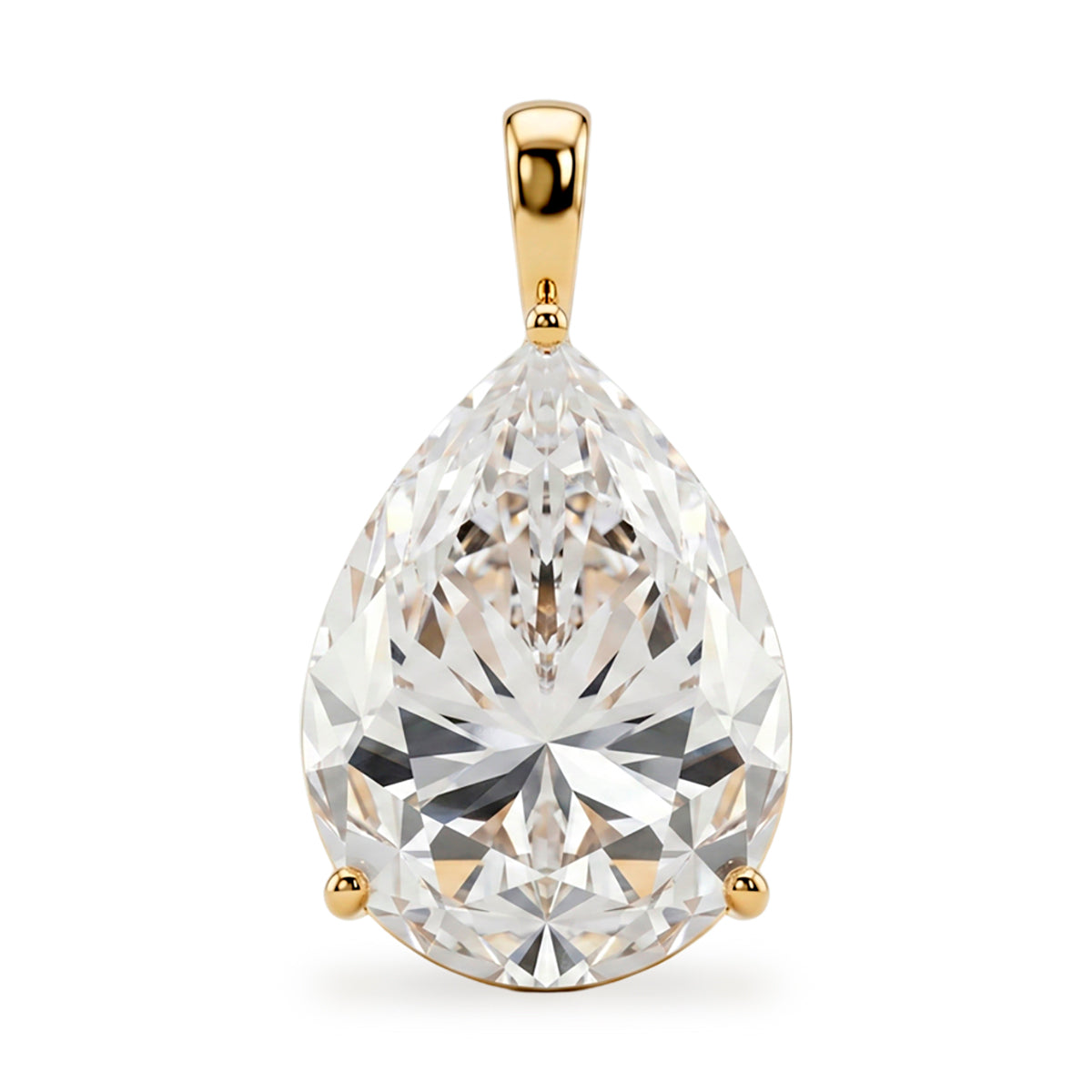 9K Yellow Gold GRA Certified (D-VVS1) Moissanite Pear Cut Solitaire Pendant 10.00 Ct. 8611132 0