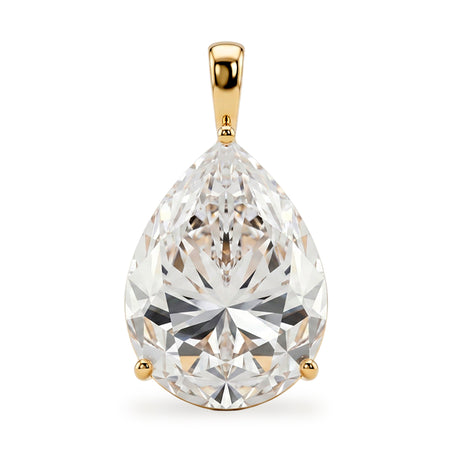 9K Yellow Gold GRA Certified (D-VVS1) Moissanite Pear Cut Solitaire Pendant 10.00 Ct. 8611132 1