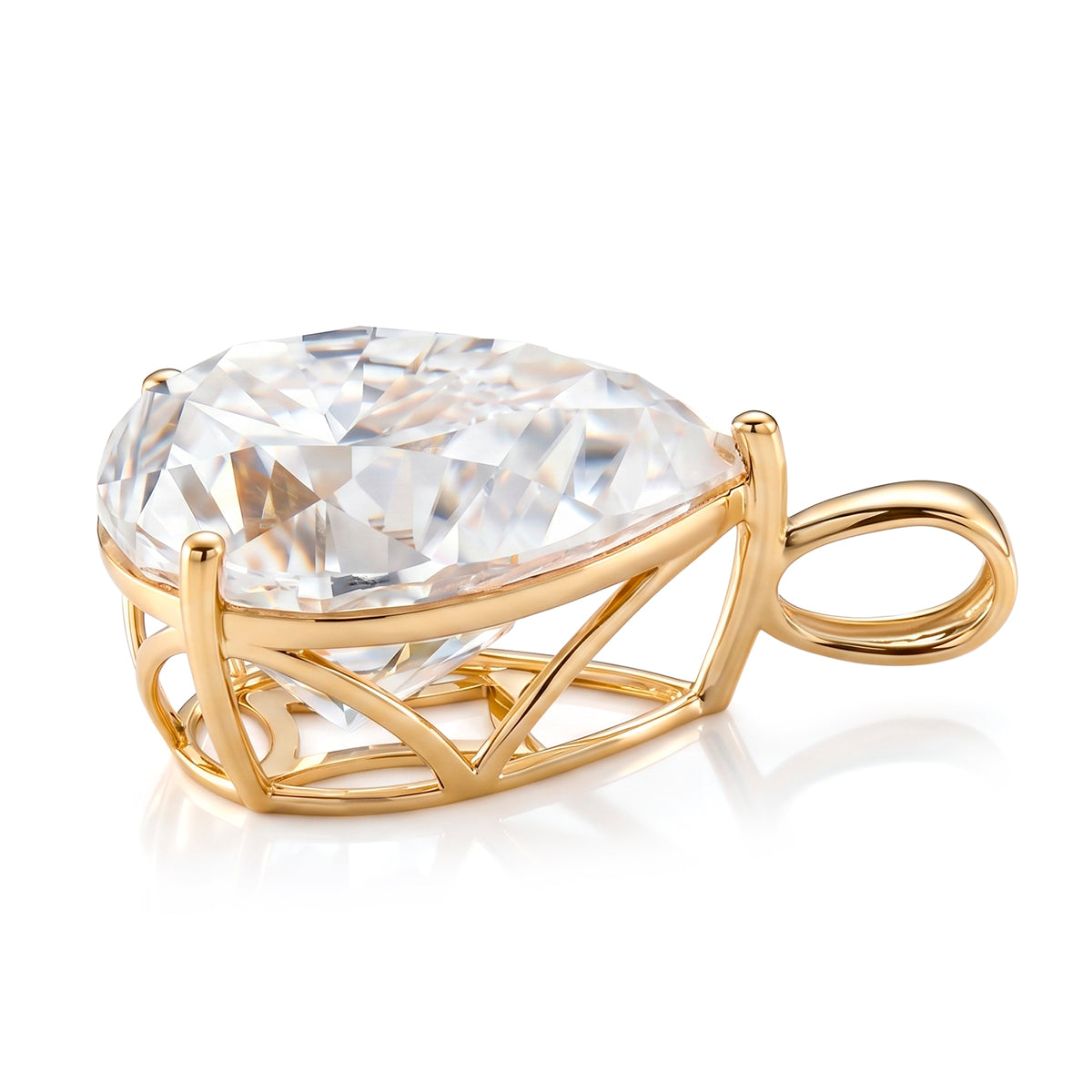 9K Yellow Gold GRA Certified (D-VVS1) Moissanite Pear Cut Solitaire Pendant 10.00 Ct. 8611132 4