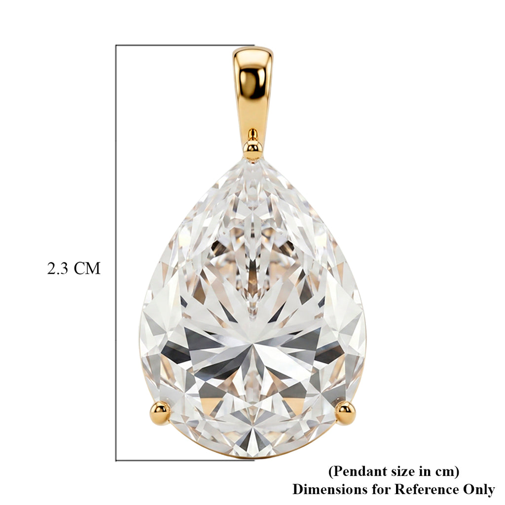 9K Yellow Gold GRA Certified (D-VVS1) Moissanite Pear Cut Solitaire Pendant 10.00 Ct._8611132_5