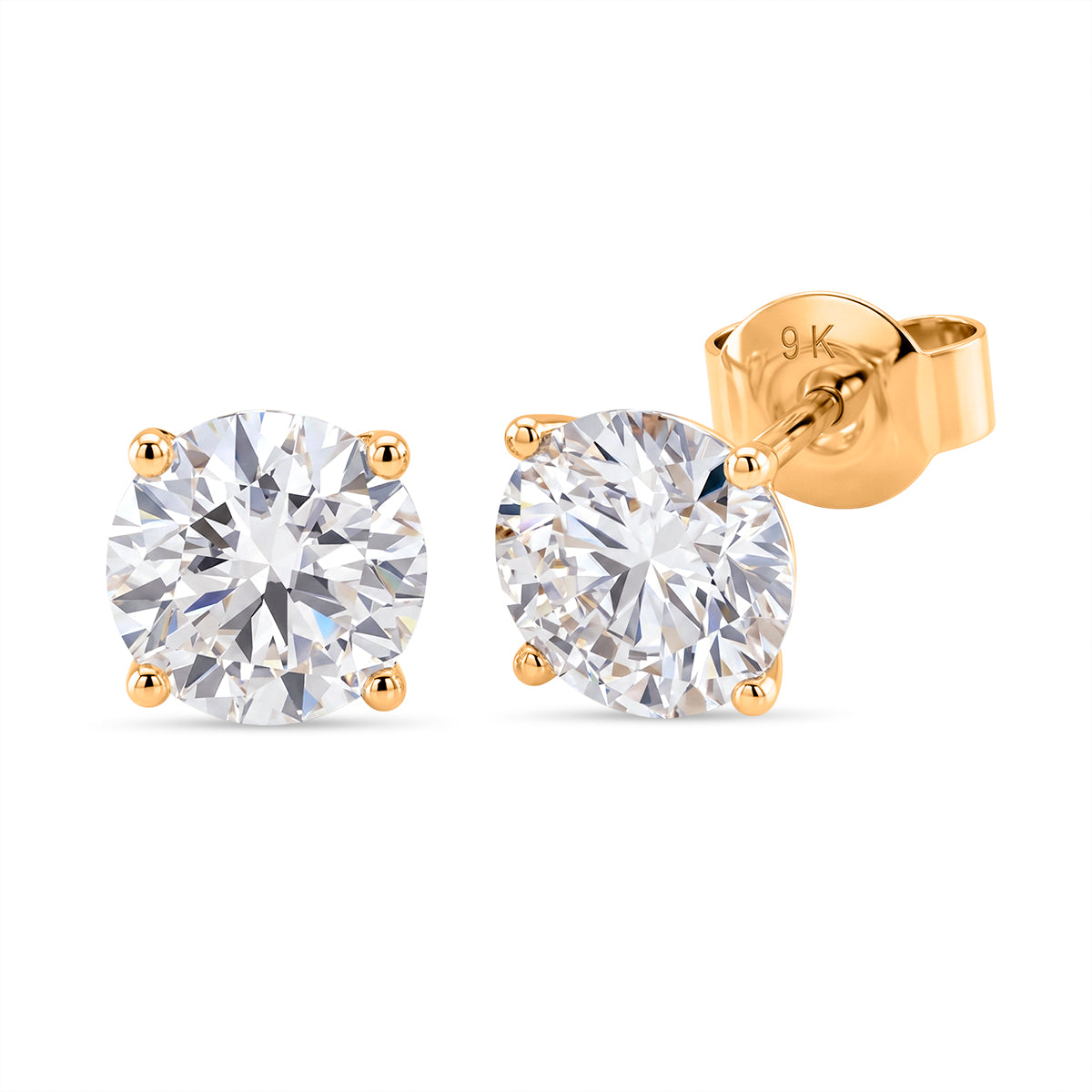9K Yellow Gold GRA Certified Moissanite Stud Earring with Push Back 2.02 Ct. 8611133 0