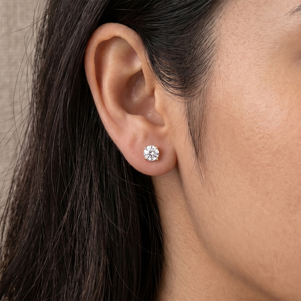 9K Yellow Gold GRA Certified Moissanite Stud Earring with Push Back 2.02 Ct._8611133_1