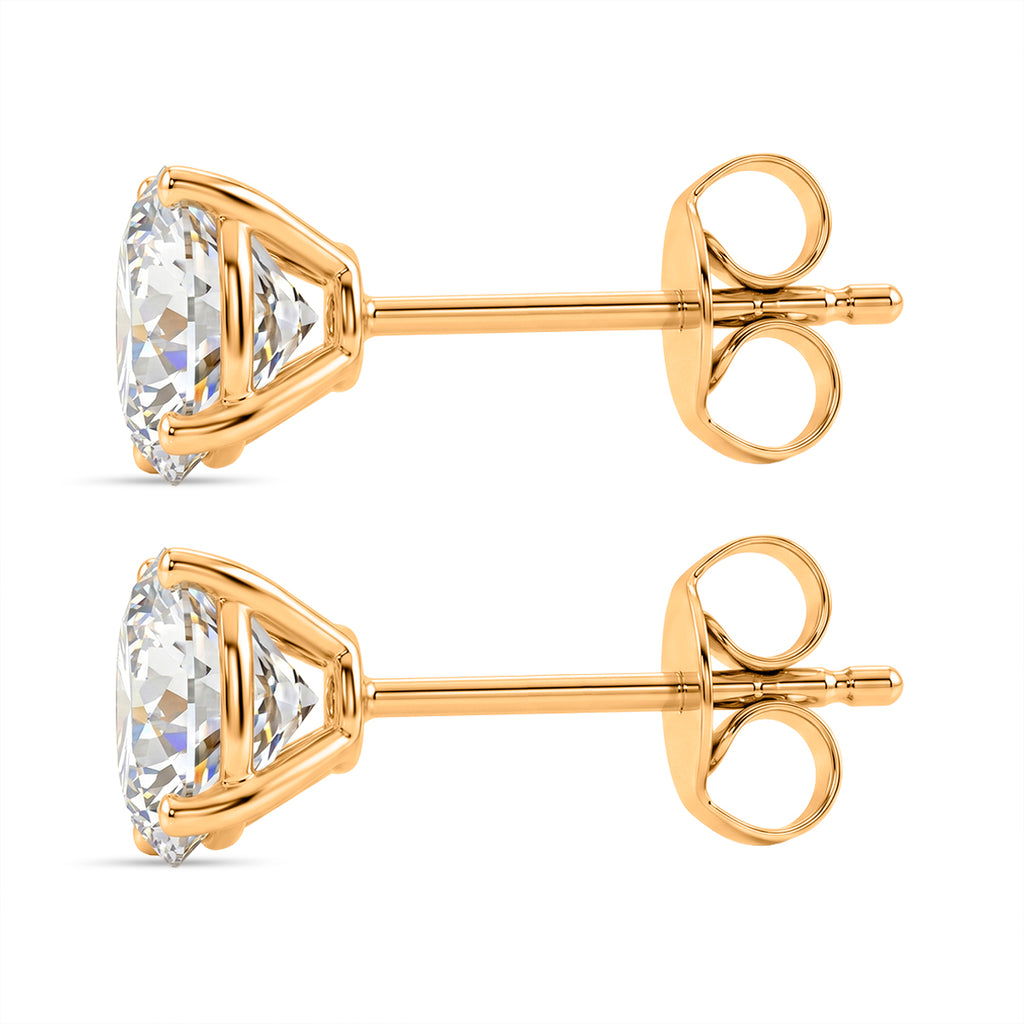 9K Yellow Gold GRA Certified Moissanite Stud Earring with Push Back 2.02 Ct._8611133_3