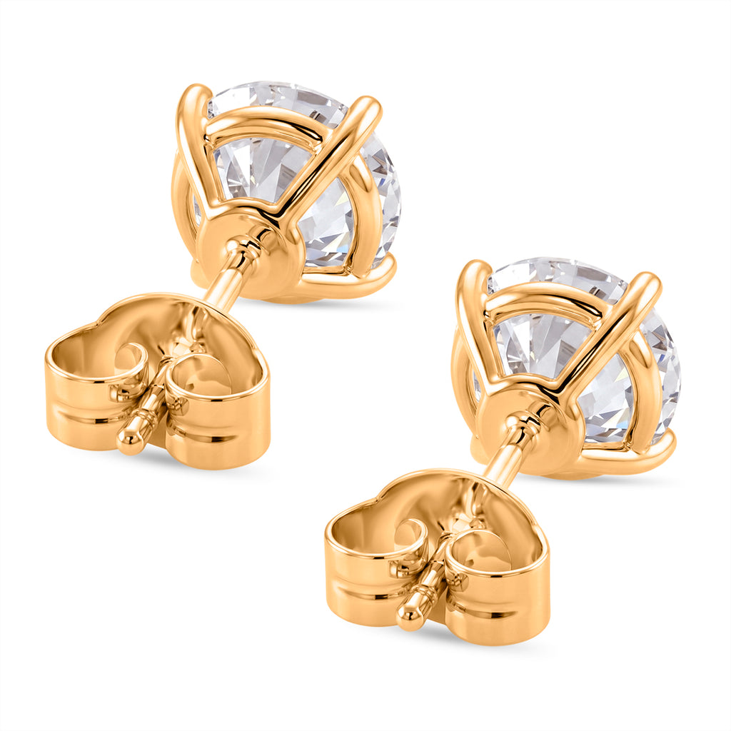9K Yellow Gold GRA Certified Moissanite Stud Earring with Push Back 2.02 Ct._8611133_4
