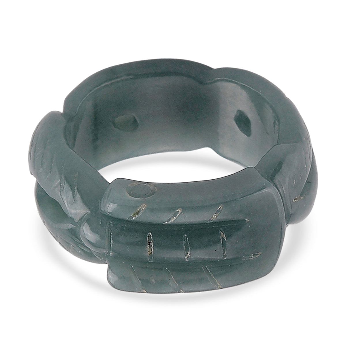 Natural Olmec Jade Dragon Carved Ring (Size - N) 22.00 Ct. 8611168 0