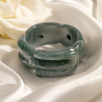 Natural Olmec Jade Dragon Carved Ring (Size - N) 22.00 Ct._8611168_2