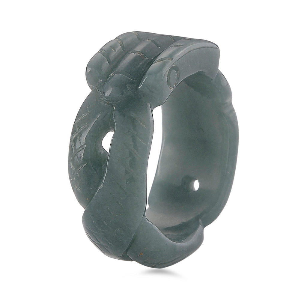 Natural Olmec Jade Dragon Carved Ring (Size - N) 22.00 Ct._8611168_3