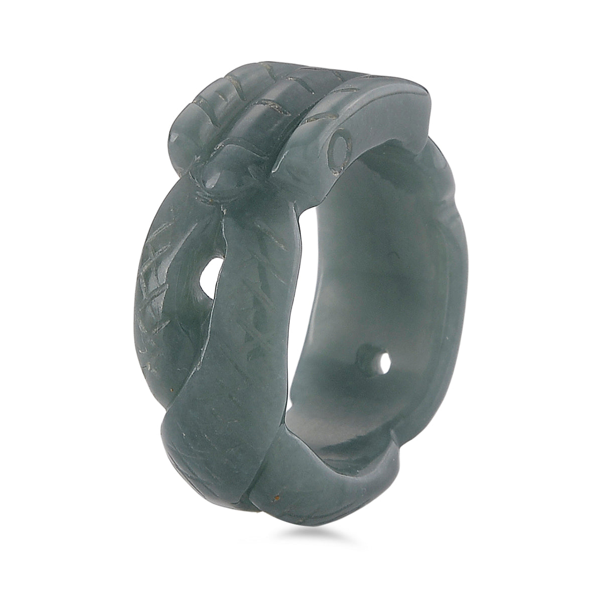 Natural Olmec Jade Dragon Carved Ring (Size - N) 22.00 Ct. 8611168 4