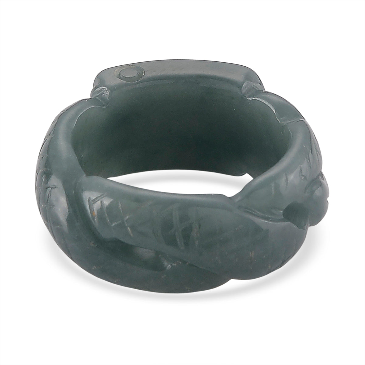 Natural Olmec Jade Dragon Carved Ring (Size - N) 22.00 Ct. 8611168 5