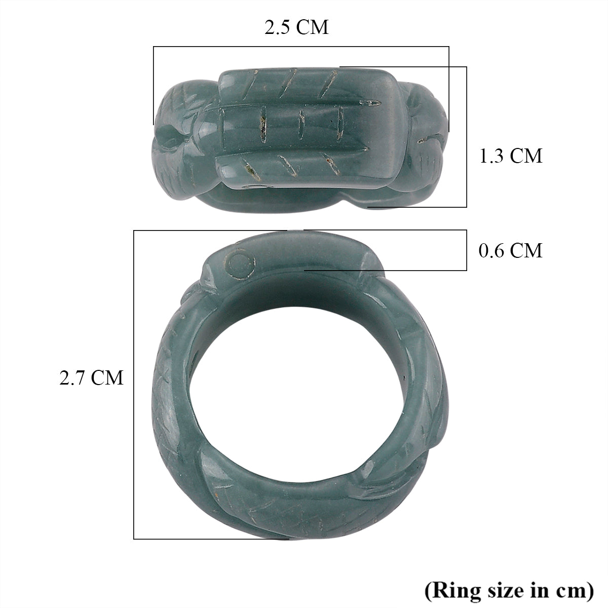 Natural Olmec Jade Dragon Carved Ring (Size - N) 22.00 Ct. 8611168 6