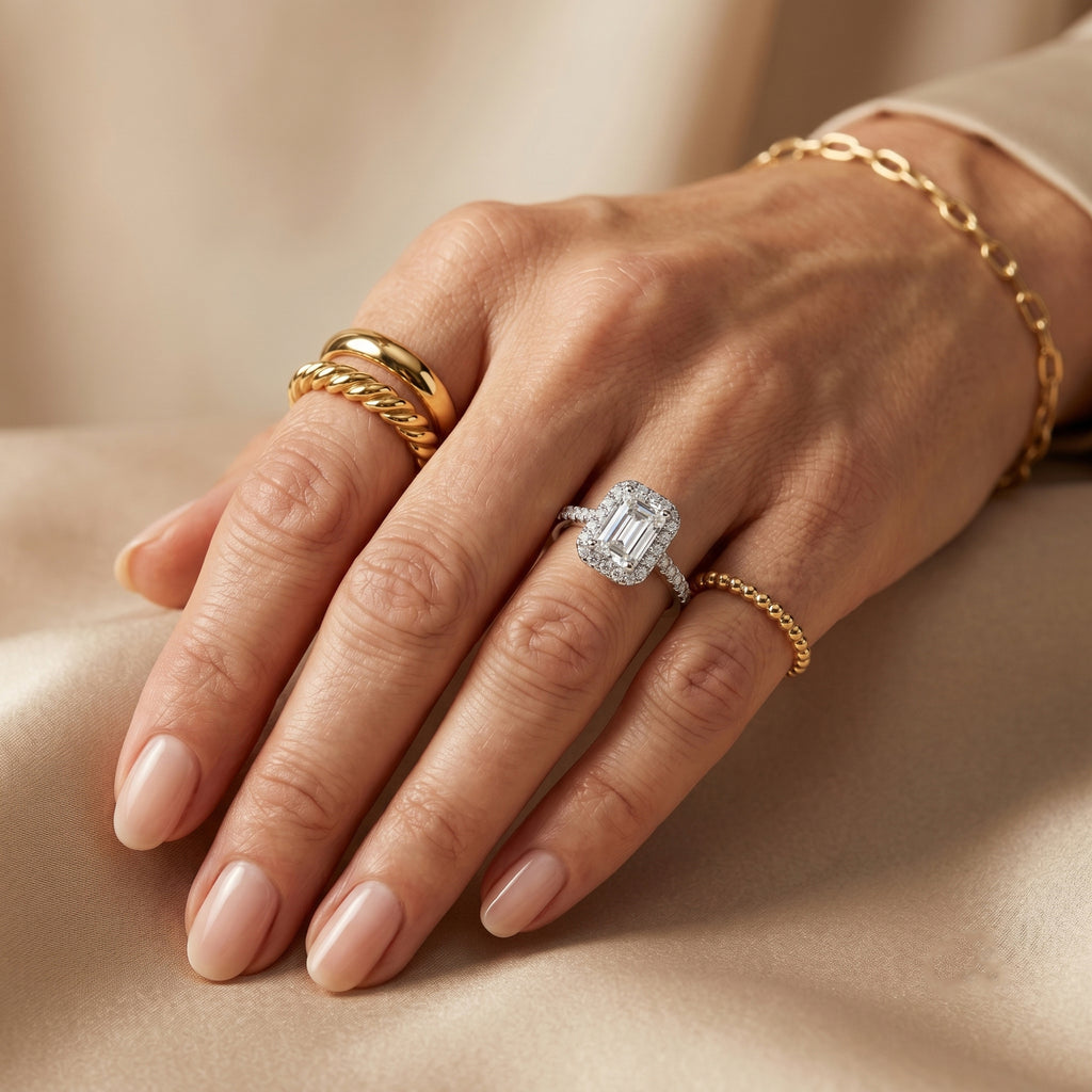 Luxuriant - SGL Certified Lab Grown Diamond (SI/G-H) Halo Ring in 18K Vermeil Yellow Gold Plated Sterling Silver 1.26 Ct._8611203_2
