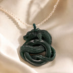 D'Joy - Natural Olmec Jade & White Fresh Water Pearl Adjustable Double Dragon Necklace (Size - 18+2 Ext) in Rhodium Overlay Sterling Silver 190.00 Ct._8611204_2