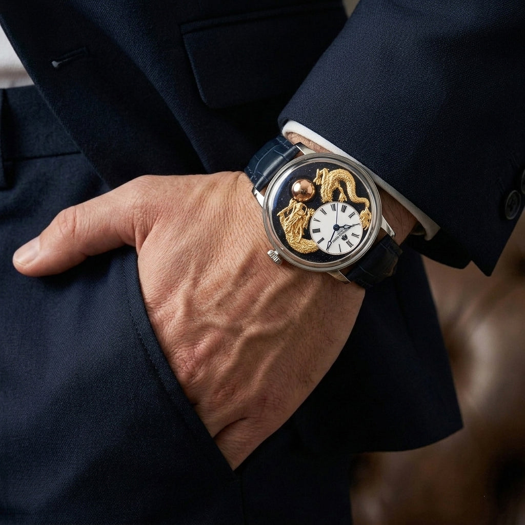 Exclusive William Hunt Automatic Watch With Lapis Lazuli Rotating Day ...