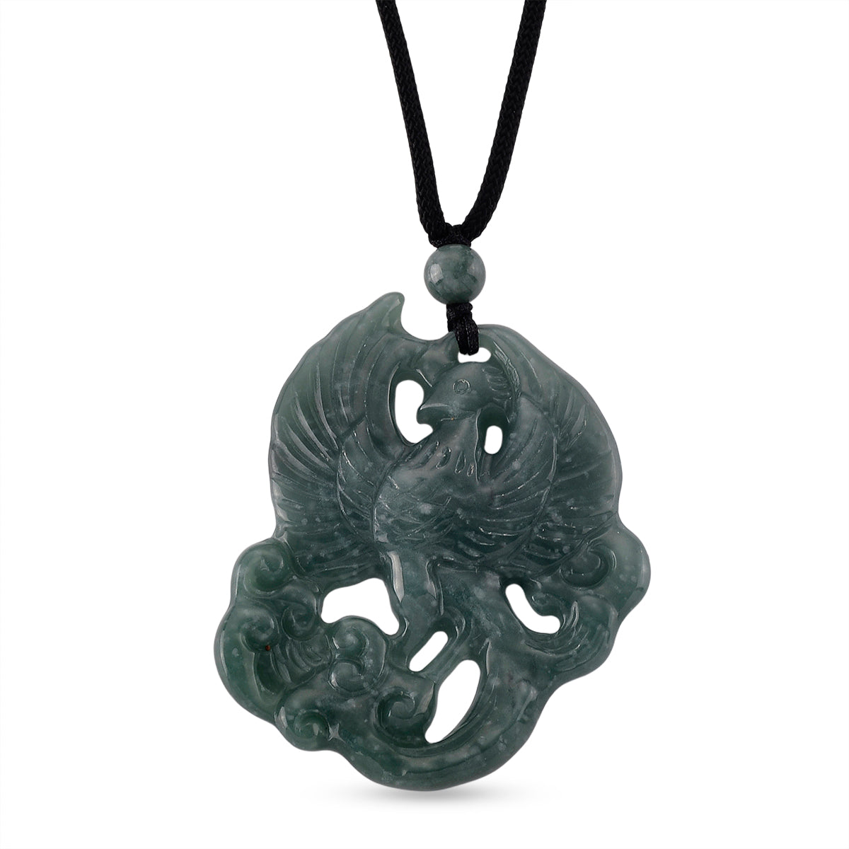 Natural Jade Adjustable Phoenix Carved Necklace (Size - 28) 80.00 Ct. 8611231 0