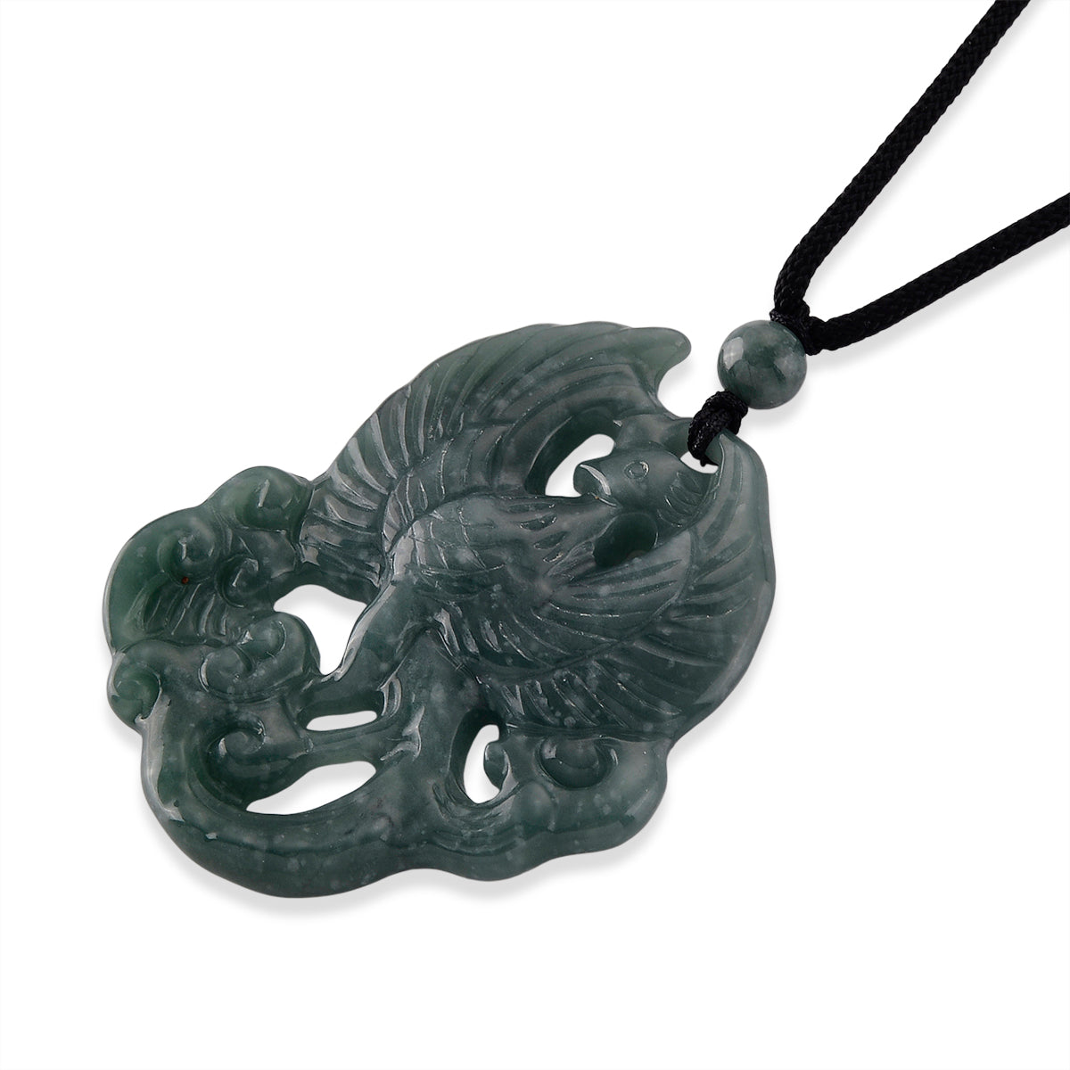 Natural Jade Adjustable Phoenix Carved Necklace (Size - 28) 80.00 Ct. 8611231 4