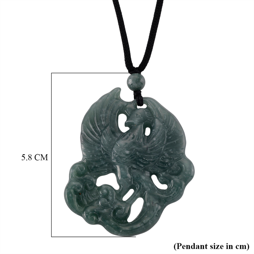 Natural Olmec Jade Adjustable Phoenix Carved Necklace (Size - 28) 80.00 Ct._8611231_6
