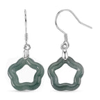 D'Joy - Natural Olmec Jade Beads Earring with Hook in Rhodium Overlay Sterling Silver 5.00 Ct._8611232