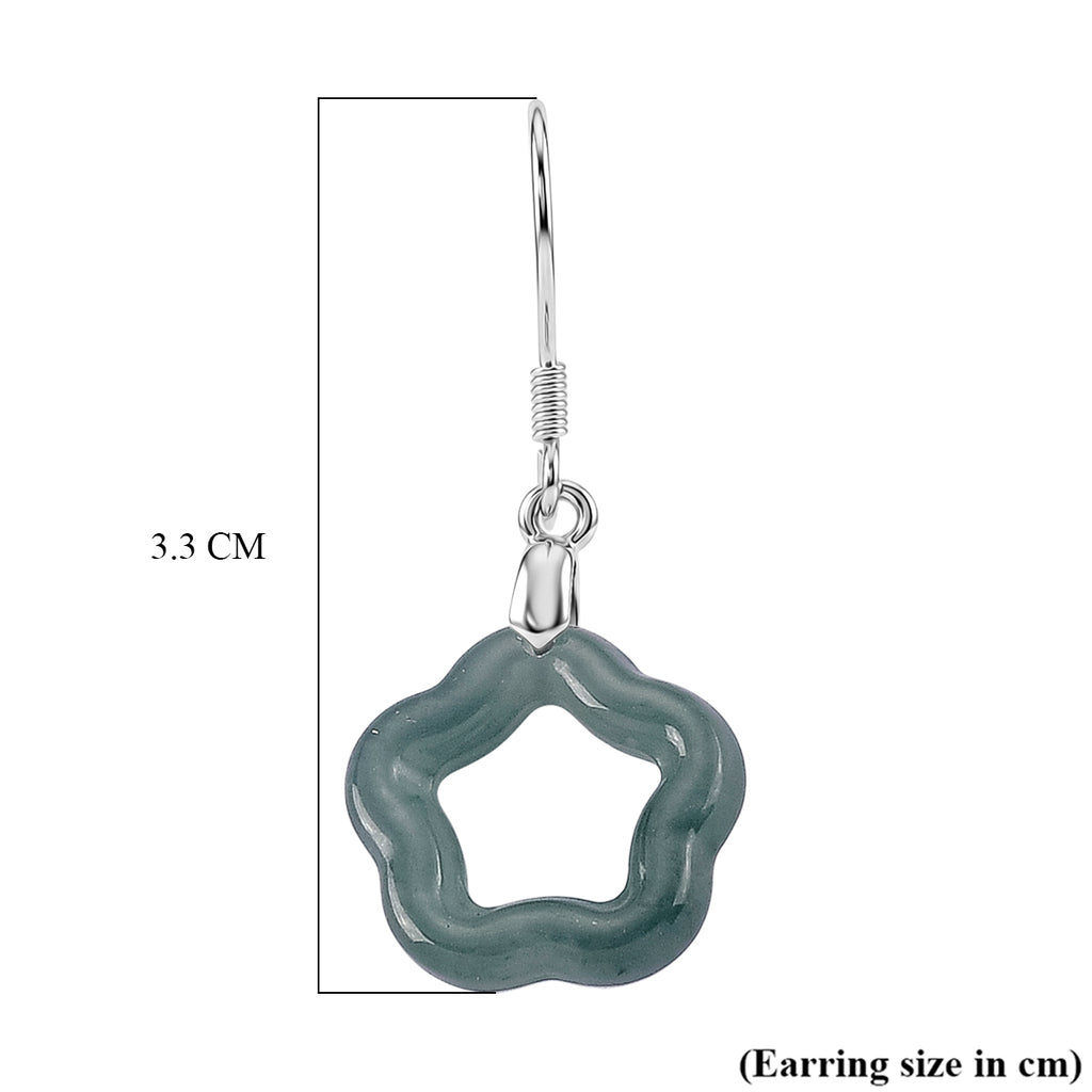 D'Joy - Natural Olmec Jade Beads Earring with Hook in Rhodium Overlay Sterling Silver 5.00 Ct._8611232_4
