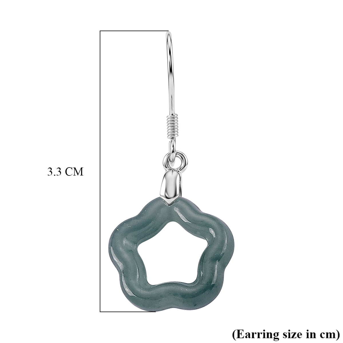 D'Joy - Natural  Jade Star Shape Earring with Hook in Rhodium Overlay Sterling Silver 5.00 Ct. V32514589 5