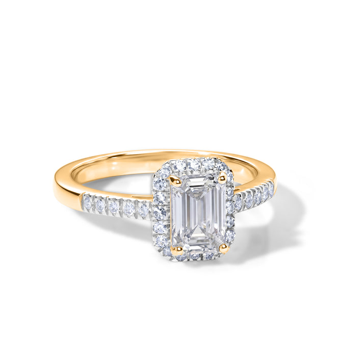 Luxuriant - SGL Certified Lab Grown Diamond (SI/G-H) Halo Ring in 18K Vermeil Yellow Gold Plated Sterling Silver 1.30 Ct. 8611270 1