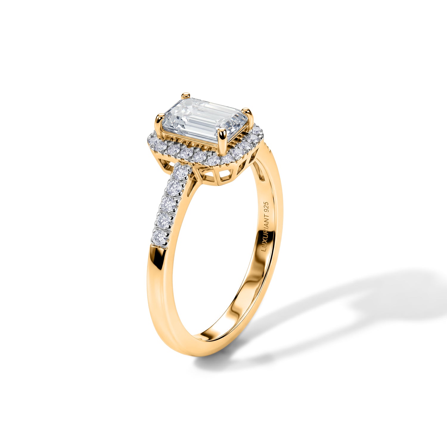 Luxuriant - SGL Certified Lab Grown Diamond (SI/G-H) Halo Ring in 18K Vermeil Yellow Gold Plated Sterling Silver 1.30 Ct. 8611270 4