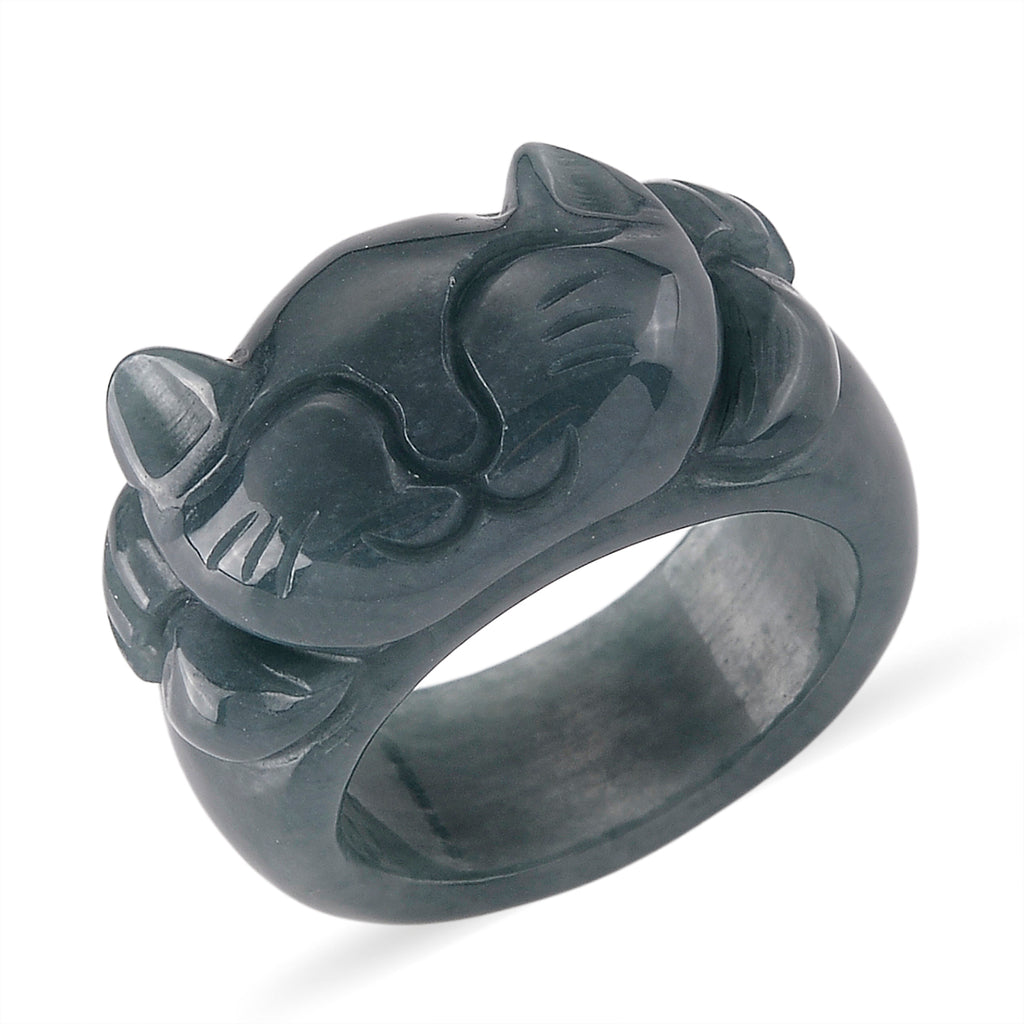 Natural Olmec Jade Maneki-Neko Ring (Size - Q) 30.00 Ct._8611290