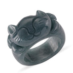 Natural Olmec Jade Maneki-Neko Ring (Size - Q) 30.00 Ct._8611290