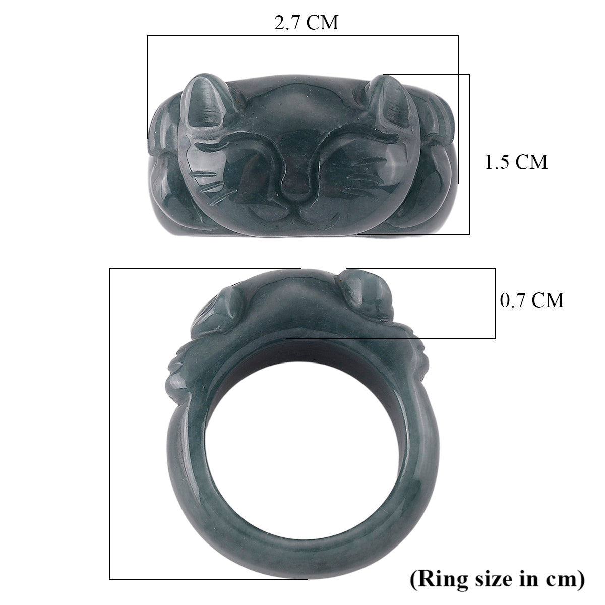 Natural Olmec Jade Maneki-Neko Ring (Size - Q) 30.00 Ct. V32514561 6