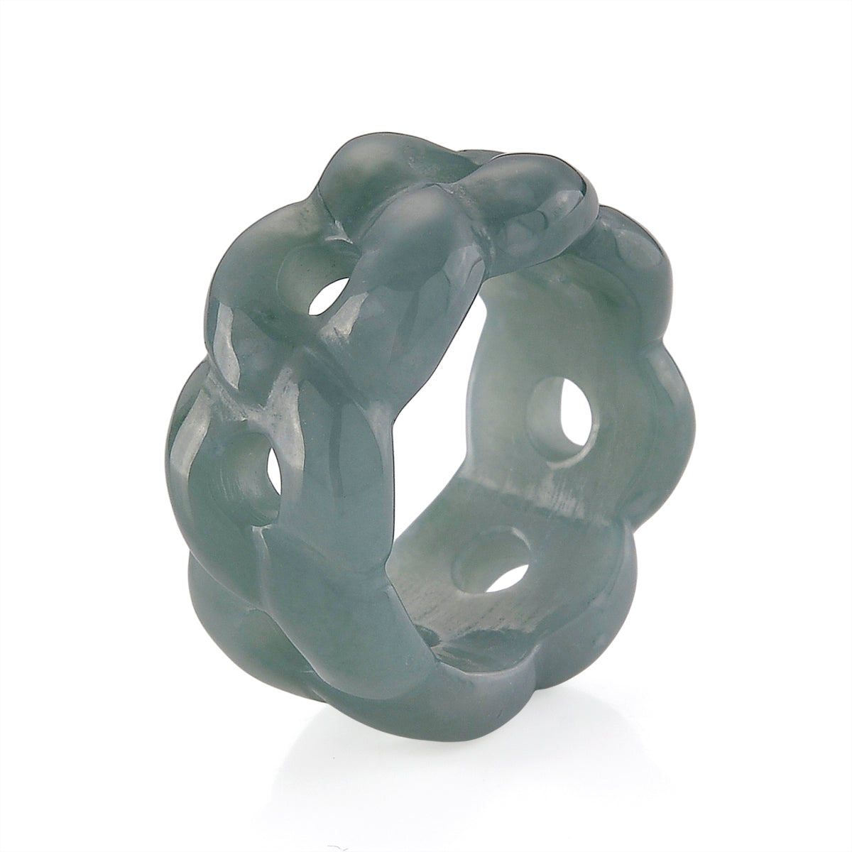 Natural Olmec Jade Twisted Band Ring 30.00 Ct. V32514309 4