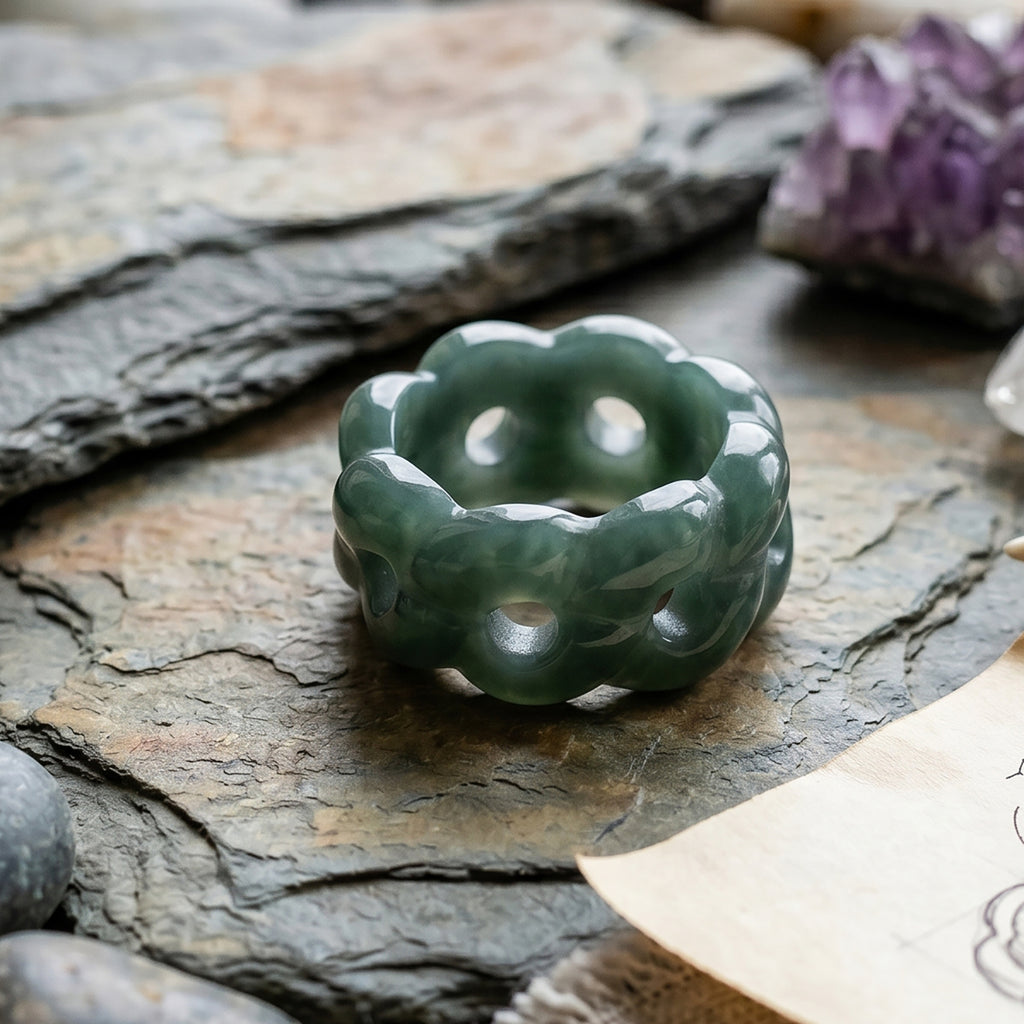 Natural Olmec Jade Twisted Band Ring 30.00 Ct._8611297_2